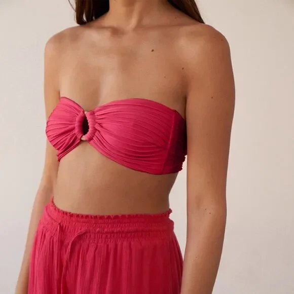 Revel Rey Hayes Women's Pink ring Up me bikini top Size Small - Picture 3 of 16